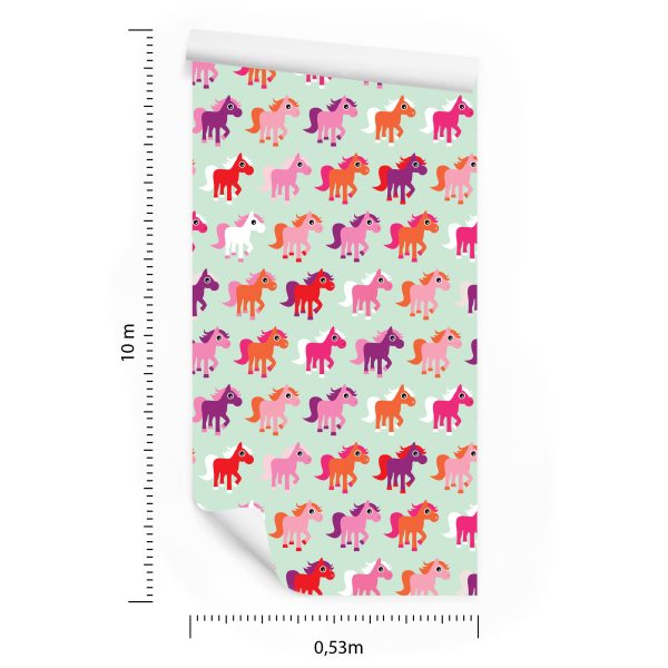 Behang Kleurrijke Paardenkamer Meisjes - Afbeelding 8
