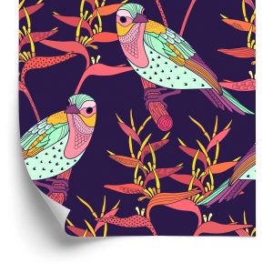 Behang Kleurrijke Vogels