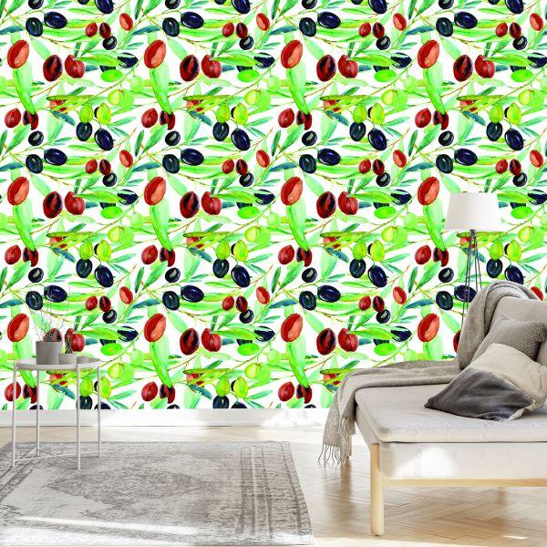 Behang Takken Met Fruit Groen Voor Keuken - Afbeelding 3