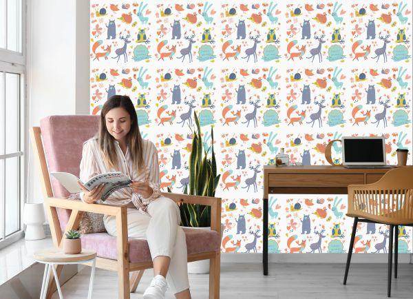 Behang Voor Kinderen - Schattige Bosdieren - Afbeelding 7