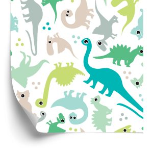 Behang De Kleurrijke Gestippelde Dinosaurussen Een Jongenskamer