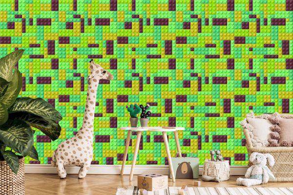 Behang Voor Jongenskamer Kleurrijke Bouwstenen 3D-Decoratie - Afbeelding 5
