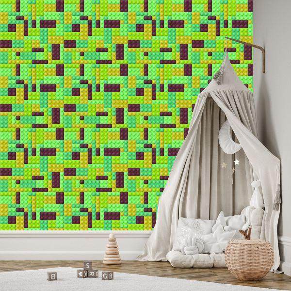 Behang Voor Jongenskamer Kleurrijke Bouwstenen 3D-Decoratie - Afbeelding 3