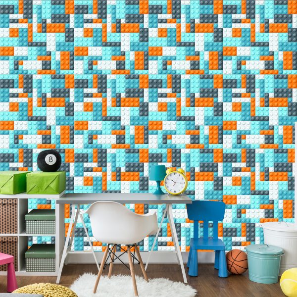 Behang Muur Voor Jongenskamer Met Kleurrijke Blokken - Afbeelding 4