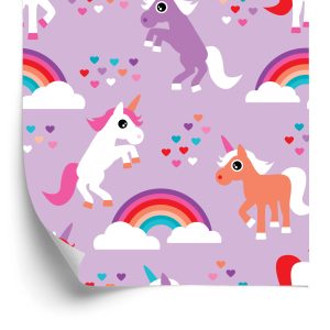 Behang Voor Kinderen Eenhoorns Regenboogharten