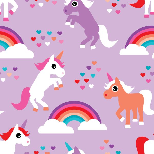 Behang Voor Kinderen Eenhoorns Regenboogharten - Afbeelding 2