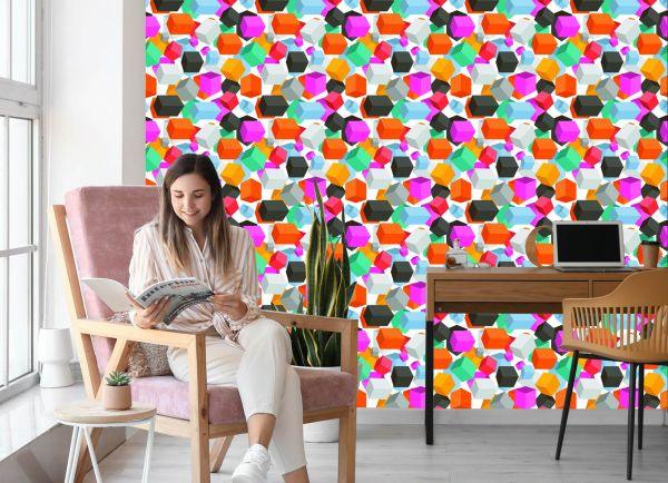 Behang Kleurrijke Kubussen - 3D-Effect - Afbeelding 7