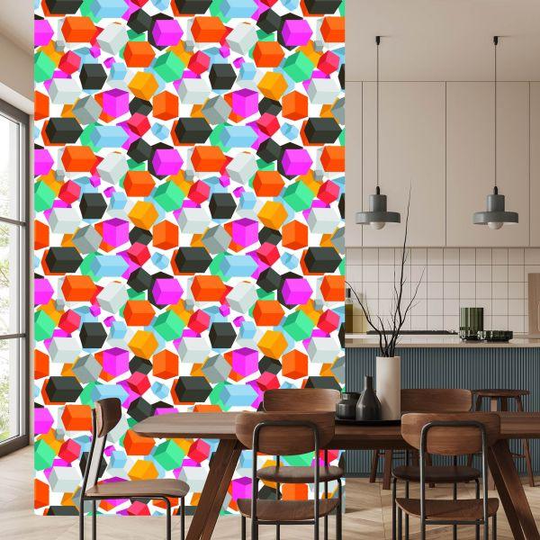 Behang Kleurrijke Kubussen - 3D-Effect - Afbeelding 4