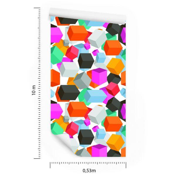 Behang Kleurrijke Kubussen - 3D-Effect - Afbeelding 8