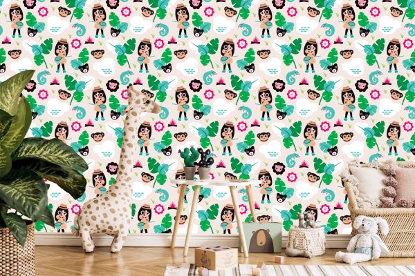 Behang Voor Meisjes, Dieren, Aapgroen - Afbeelding 5