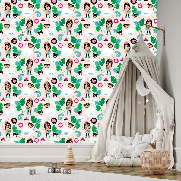 Behang Voor Meisjes, Dieren, Aapgroen - Afbeelding 3