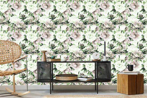 Behang Bloemen Aquarel Natuur Bladeren - Afbeelding 5