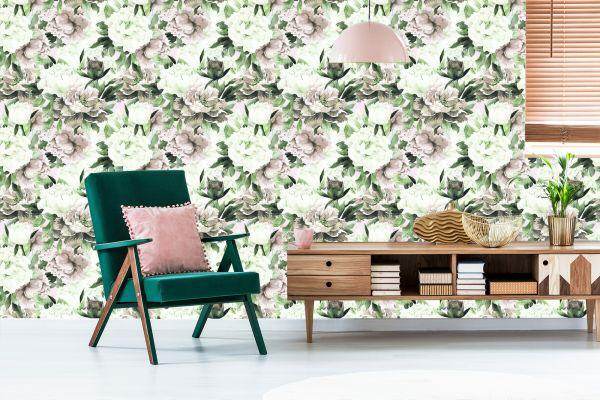 Behang Bloemen Aquarel Natuur Bladeren - Afbeelding 6