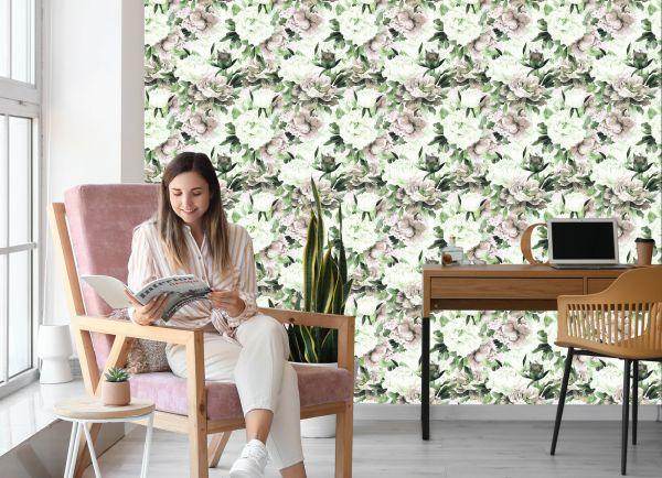 Behang Bloemen Aquarel Natuur Bladeren - Afbeelding 7