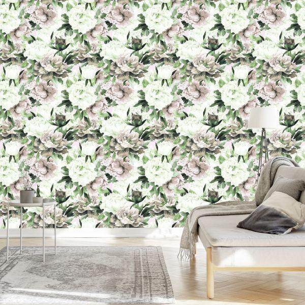 Behang Bloemen Aquarel Natuur Bladeren - Afbeelding 3