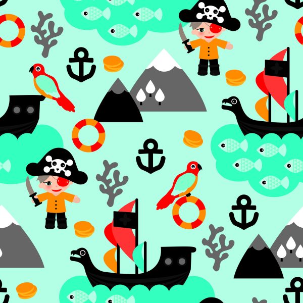 Behang Voor Jongenszeevogels, Piratenschepen - Afbeelding 2