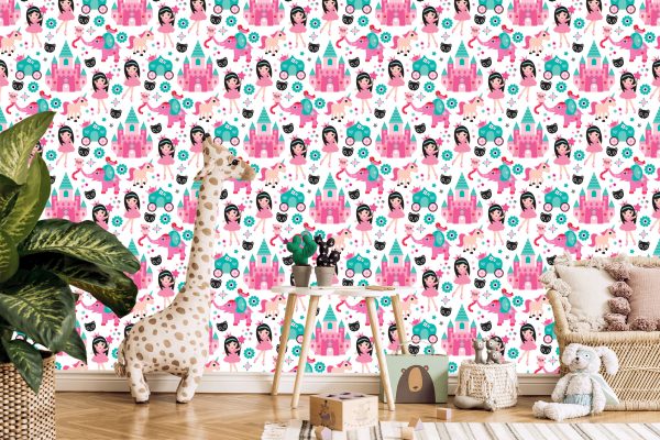 Behang Voor Kinderen, Feeën, Eenhoorns, Bloemen, Vogels - Afbeelding 5