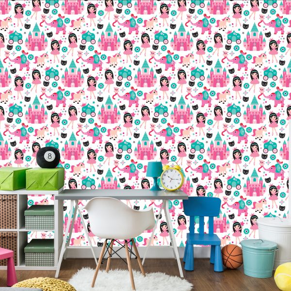 Behang Voor Kinderen, Feeën, Eenhoorns, Bloemen, Vogels - Afbeelding 4
