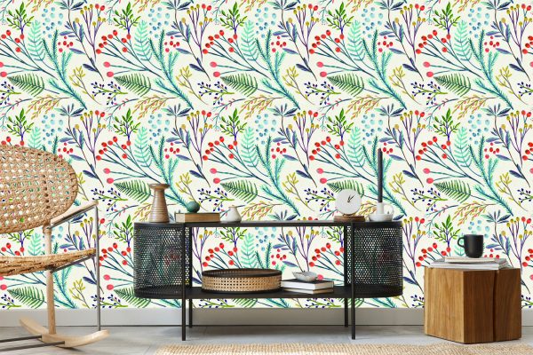 Behang Planten In Retrostijl - Afbeelding 5