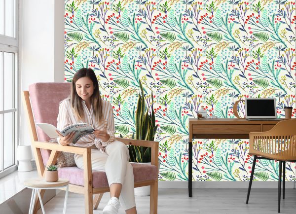 Behang Planten In Retrostijl - Afbeelding 7