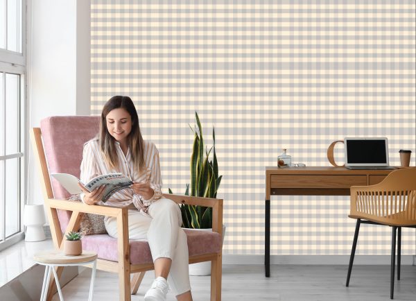 Behang Optische Geometrische Plaid Voor Woonkamer - Afbeelding 7