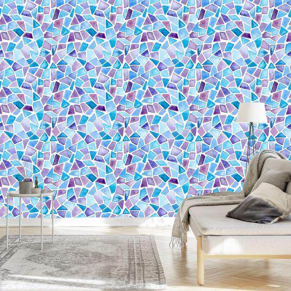 Behang Geometrisch Mozaïek Voor Woonkamer, Kantoor - Afbeelding 3