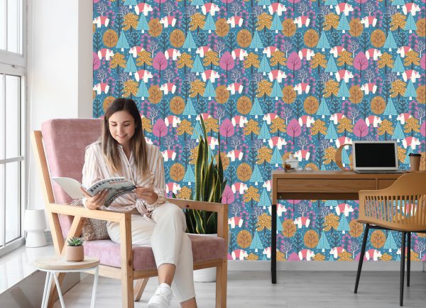 Behang Kleurrijke Boomplanten Kinderkamer - Afbeelding 7