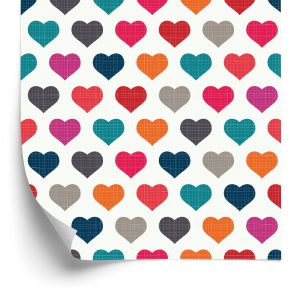 Behang Kleurrijke Harten In Retrostijl