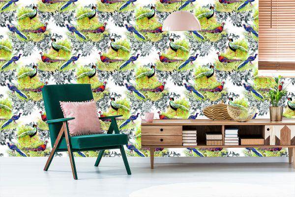 Behang Pauwen En Fazanten - Afbeelding 6