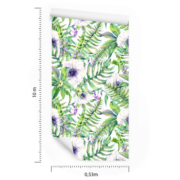 Behang Bladeren Bloemen - Afbeelding 8