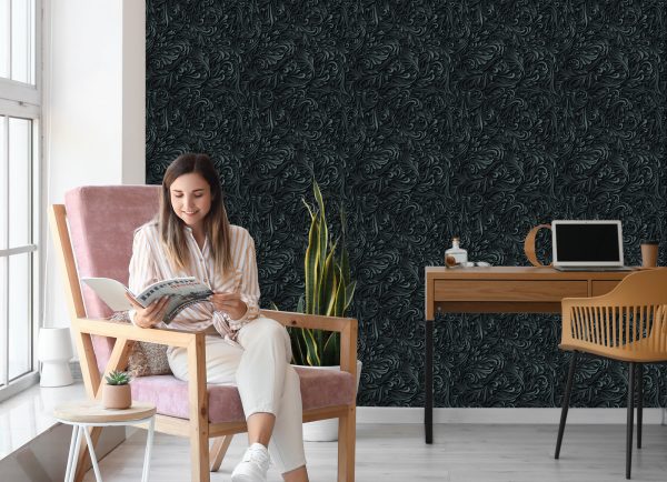 Behang 3D Moderne Bladeren Voor Kantoor Woonkamer - Afbeelding 7