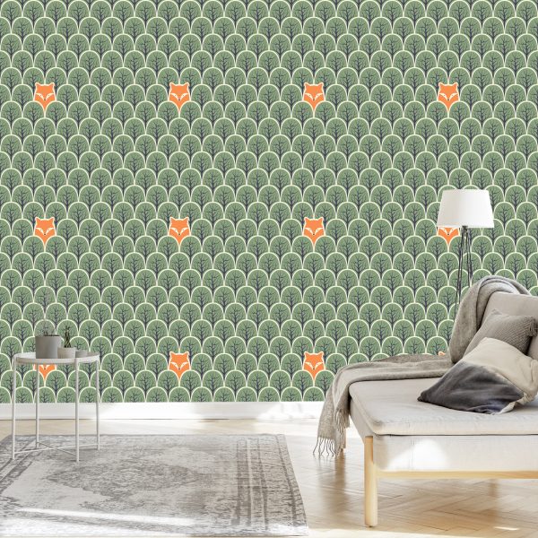 Behang Bomen, Takken, Groene Kinderkamer - Afbeelding 3