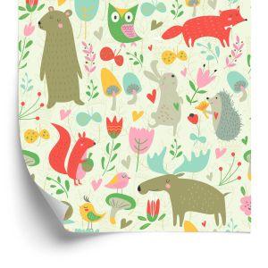 Behang Voor Kinderen - Bosdieren En -Planten