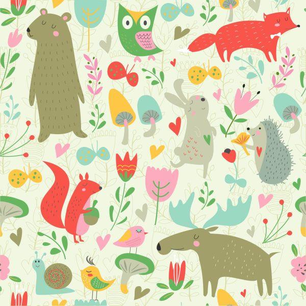 Behang Voor Kinderen - Bosdieren En -Planten - Afbeelding 2