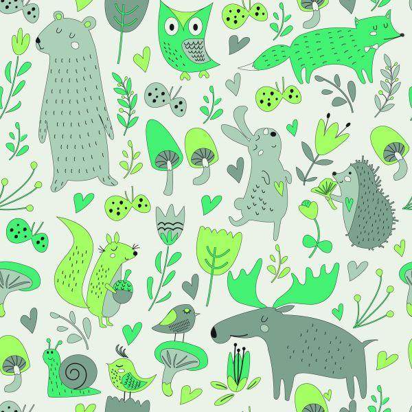 Behang Voor Kinderen - Bosdieren En -Planten - Afbeelding 2