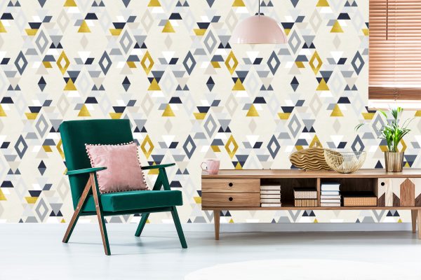 Behang Retro-Stijl Geometrische Patronen - Afbeelding 6