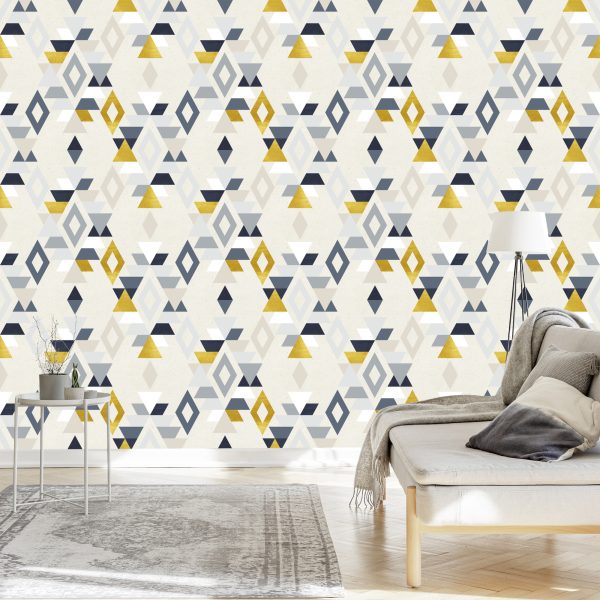 Behang Retro-Stijl Geometrische Patronen - Afbeelding 3