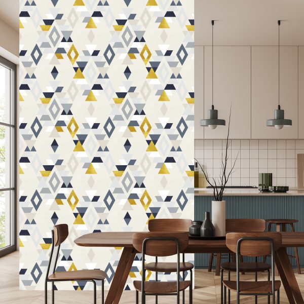 Behang Retro-Stijl Geometrische Patronen - Afbeelding 4