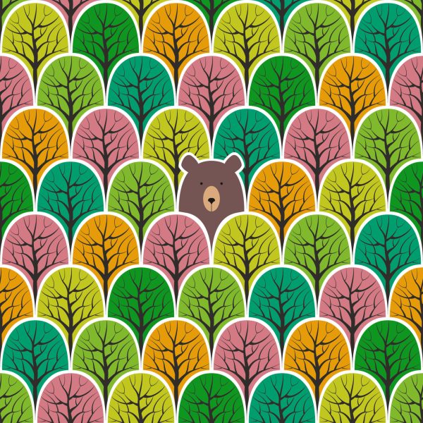 Behang Kleurrijke Bosbomen Voor De Kinderkamer - Afbeelding 2
