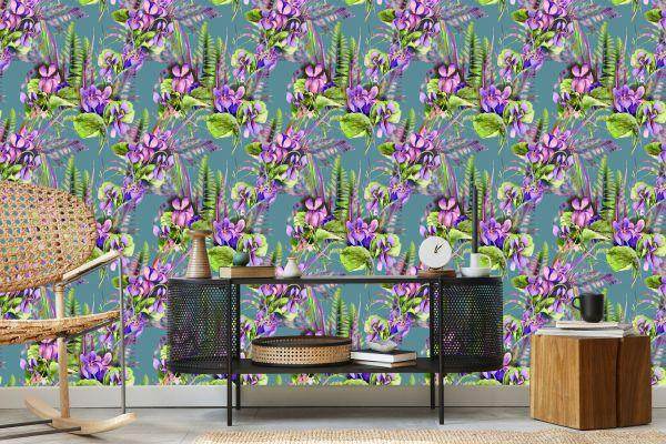 Behang Bloemen, Bladeren - Afbeelding 5