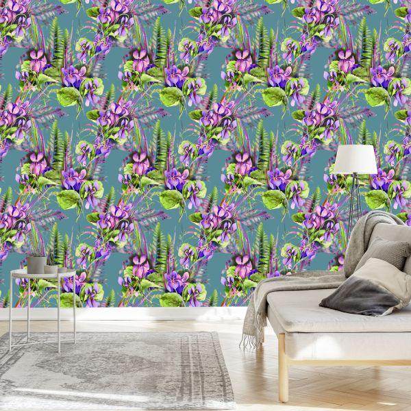 Behang Bloemen, Bladeren - Afbeelding 3