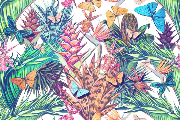 Behang Tropische Planten En Insecten - Afbeelding 2