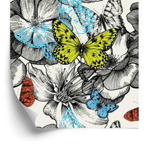 Behang Voor Kinderen - Vlinders Tussen Bloemen
