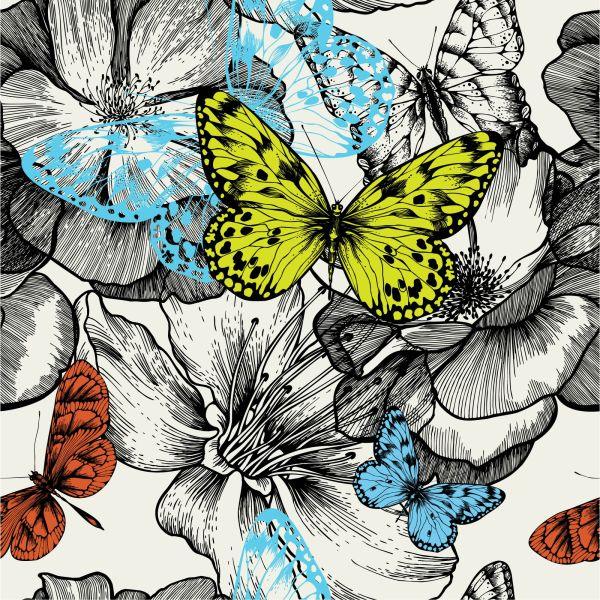 Behang Voor Kinderen - Vlinders Tussen Bloemen - Afbeelding 2
