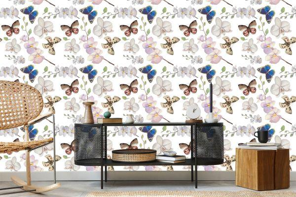 Behang Voor Babykamer Vlinders, Bloemen, Planten - Afbeelding 5