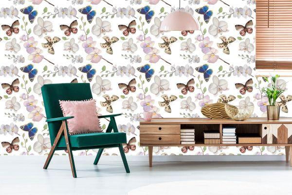 Behang Voor Babykamer Vlinders, Bloemen, Planten - Afbeelding 6