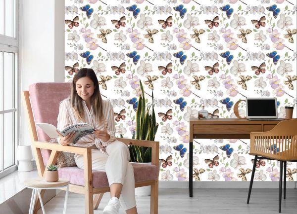 Behang Voor Babykamer Vlinders, Bloemen, Planten - Afbeelding 7