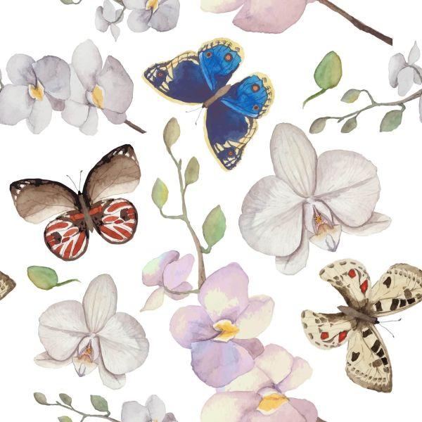 Behang Voor Babykamer Vlinders, Bloemen, Planten - Afbeelding 2