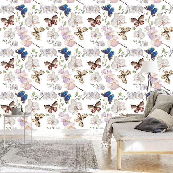 Behang Voor Babykamer Vlinders, Bloemen, Planten - Afbeelding 3