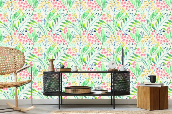 Behang Pastelplanten In Retrostijl - Afbeelding 5